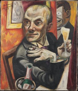 Selvportrett med champagneglass av Max Beckmann
