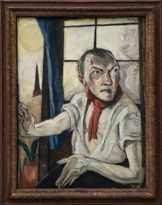Selvportrett med rødt skjerf av Max Beckmann