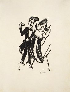 Lite dansende par (tresnitt) av Max Beckmann