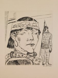 Snake Lady, tallerken 10 fra porteføljen "Annual Fair" av Max Beckmann