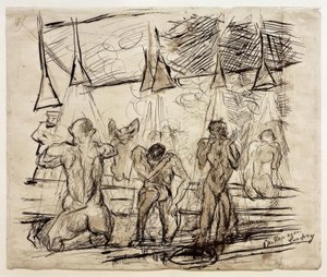 Soldaterbad - soldater som dusjer av Max Beckmann