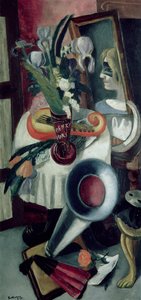 Stilleben med grammofon og iris av Max Beckmann