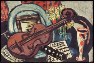 Stilleben med fiolin og fløyte av Max Beckmann