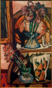 Stilleben med to vaser med blomster av Max Beckmann