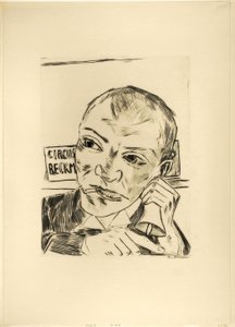 The Barker (Selvportrett), plate en fra Jahrmarkt av Max Beckmann