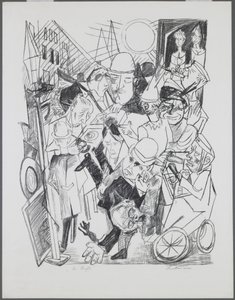 The Street, plate 3 fra porteføljen "Helvete" av Max Beckmann