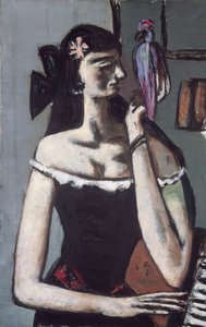 Kvinne med en papegøye av Max Beckmann