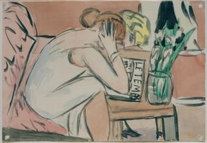 To jenter leser av Max Beckmann