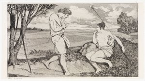 Apollon og Dafne I (Redninger av ovidiske ofre, opus II, blad 10) av Max Klinger