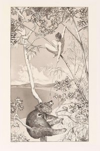 Bear and Elf Bär und Elfe plate I fra Intermezzos, Opus IV Intermezzi, Opus IV, ca. 1880. av Max Klinger