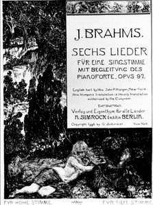 Frontispice til "Six Lieder opus 97" (Six Songs opus 97) av Johannes Brahms (1833-1897) av Max Klinger