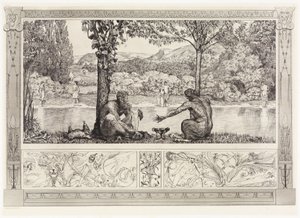 Narkissos og Ekko I (Redninger av ovidiske ofre, opus II, blad 7) av Max Klinger