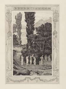 Vandrende Psyke (Amor og Psyke, opus V, blad 28) av Max Klinger