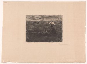 Ung geitegjeter sitter i feltet av Max Liebermann (signed by artist)