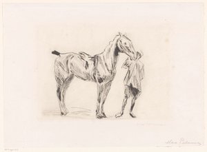 Mann med ridehest av Max Liebermann (signed by artist)