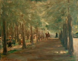 Bakgate i dyrehagen med ryttere og turgåere av Max Liebermann