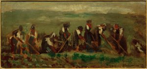 Arbeidere i betefeltet - sammensetningsstudie av Max Liebermann