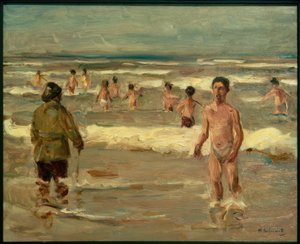 Gutter som bader i sjøen av Max Liebermann