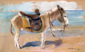 Esel på stranden i Noordwijk, 1908. av Max Liebermann