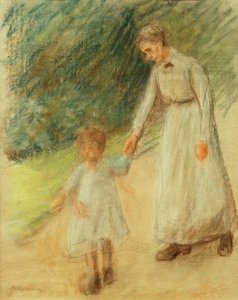 Barnebarn med barnepike av Max Liebermann