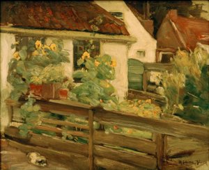 Hage med solsikker av Max Liebermann