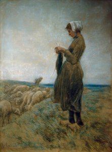 Nederlandsk gjeterjente (strikke gjeterinne) av Max Liebermann