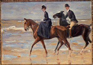 Rytter og rytter på stranden av Max Liebermann
