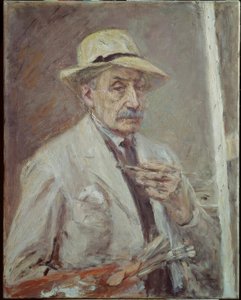 Selvportrett med frakk og hatt av Max Liebermann