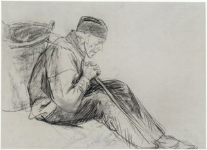 Sittende bonde i profil av Max Liebermann