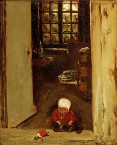 Lekende barn i inngangsdøren av Max Liebermann