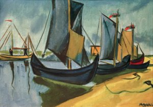 Fiskebåter i Nidden av Max Pechstein