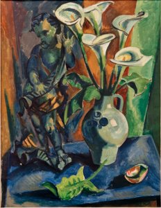 Stilleben med putto og calla lilje av Max Pechstein