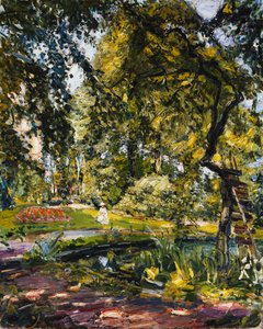 Hage i Godrammstein med et vridd tre og dam; Hage i Godrammstein med gjengrodd tre og tjern, 1910 av Max Slevogt