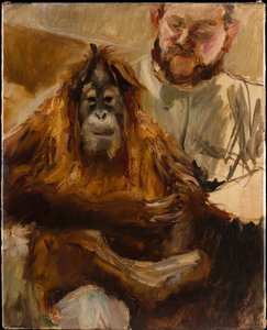 Orangutang «Seemann» med sin vokter av Max Slevogt