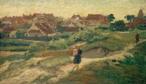 Utsikt over nederlandsk landsby