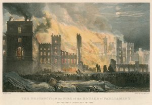 Ødeleggelsen ved brann av parlamentets hus torsdag kveld 16. oktober 1834