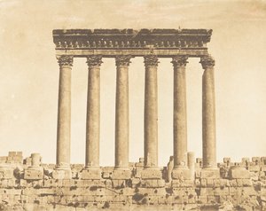 Colonnade of the Temple of the Sun, ved Baâlbek Heliopolis, 15. september 1850. av Maxime Du Camp