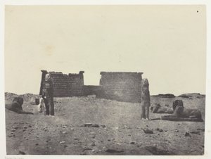 Hémi-Spéos av Seboua, Drômos; Nubia, plate 97 fra albumet «Egypt, Nubia, Palestina og Syria» (1852) av Maxime Du Camp