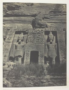 Ibsamboul, Speos#39; inntog i Hathor; Nubia, plate 109 fra albumet «Egypt, Nubia, Palestina og Syria» (1852) av Maxime Du Camp