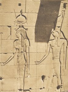 Isis og Horus-Arsiesi - Bas-relieff fra tempelet til Kalabcheh Talmis, 8. april 1850. av Maxime Du Camp