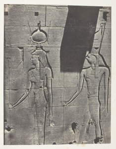 Kalabscheh, Skulpturer av tempelets bakfasade; Nubia, plate 92 fra albumet «Egypt, Nubia, Palestina og Syria» (1852)