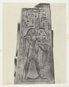 Karnak-palasset, søyle foran granittreservatet; Theben av Maxime Du Camp