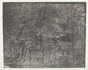 Karnak-palasset, utvendige skulpturer av granittreservatet; Theben av Maxime Du Camp