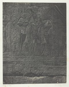 Karnak-palasset, utvendige skulpturer av granittreservatet, Theben, 184951, trykt 1852. av Maxime Du Camp