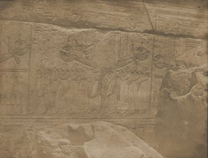 Karnak-palasset, utskjæringer av granittreservatet, 1849-51. av Maxime Du Camp
