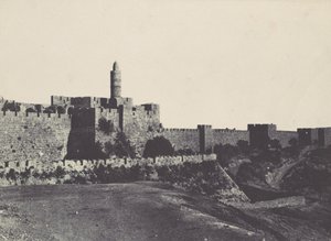 Palestina. Jerusalem. Den vestlige delen av murene, 1850. av Maxime Du Camp