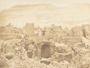 Ruinene av en kristen by, ved Medinet-Habu Theben, 1849-50. av Maxime Du Camp