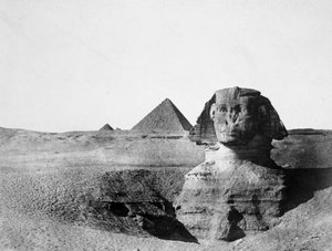 Den store sfinksen og pyramidene i Giza, Egypt, 1852
