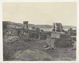 Landsby og tempel på øya Beghe, vest for Philoe; Nubia, plate 81 fra albumet quot;Egypt, Nubia, Palestina og Syriaquot; (1852) av Maxime Du Camp