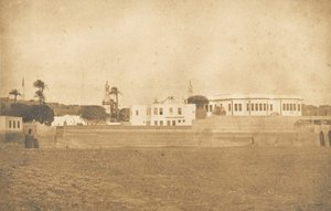 Utsikt over Syout - Pashas palass, 1850. av Maxime Du Camp